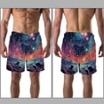thumbnail image 3 of luoweisi Men's Beach Shorts Quick Dry Swim Trunks with Mesh Lining Galaxy S, 3 of 5