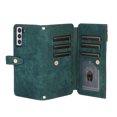 thumbnail image 3 of Allytech Zipper Wallet Case for Samsung Galaxy S23 Plus with Wrist Strap & Shoulder Strap, Premium PU Leather Card Slots Kickstand Magnetic Clasp Shockproof Protective Cover Case - Darkgreen, 3 of 9