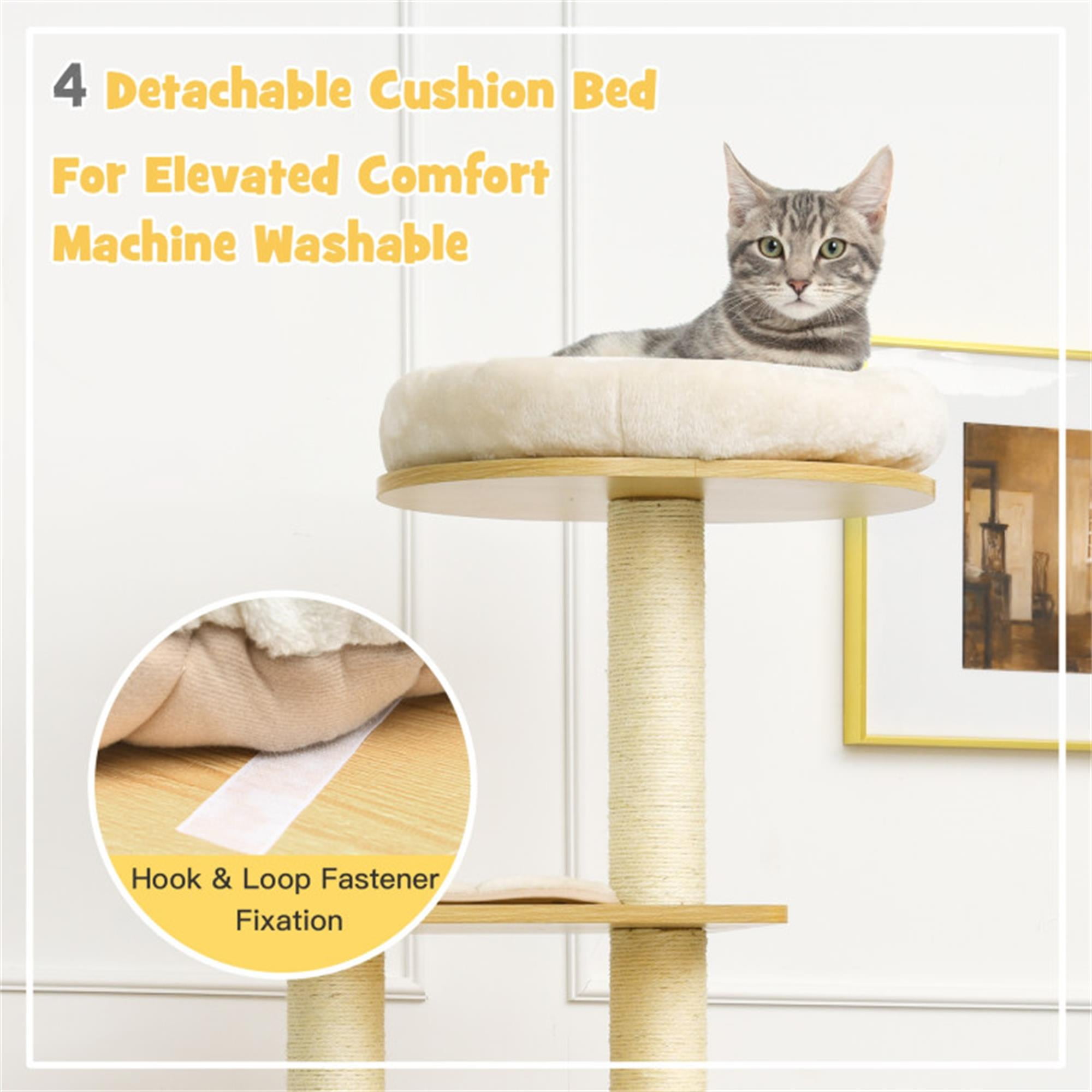 Kadyn 53" Cat Tree Tower for Indoor Cats, 4 Level Cat Condo with Scratching Posts, Removable, Washable Cushions, Beige