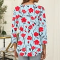 thumbnail image 4 of CYMMPU Floral Pattern 3/4 Sleeve V Neck Fall Trendy Shirts Spring Tops Blouses for Women Dressy Casual Tunic Tops Loose Fit Business Elegant Work Tops T-Shirts XL, 4 of 7