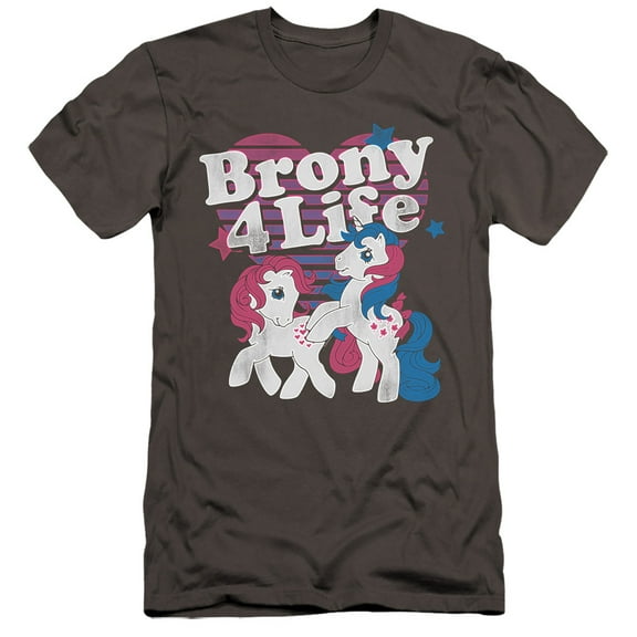 My Little Pony Retro Brony 4 Life HBO S/S Adult 30/1 T-Shirt Charcoal