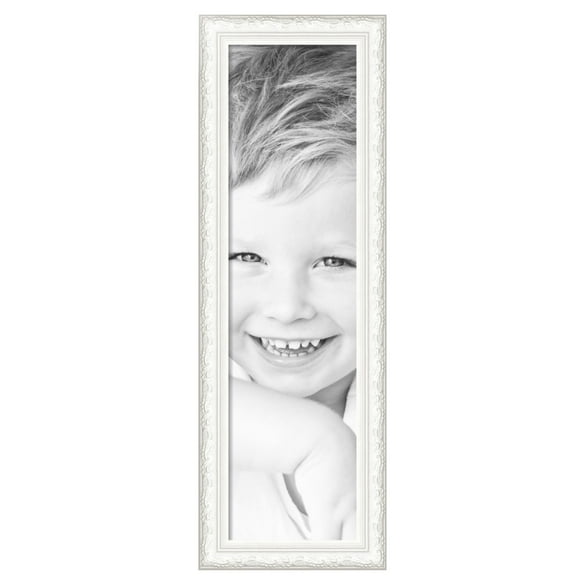 ArtToFrames 12" x 45" Majestic White Picture Frame, 12x45 inch Silver Wood Poster Frame (WOM-5198), Pack