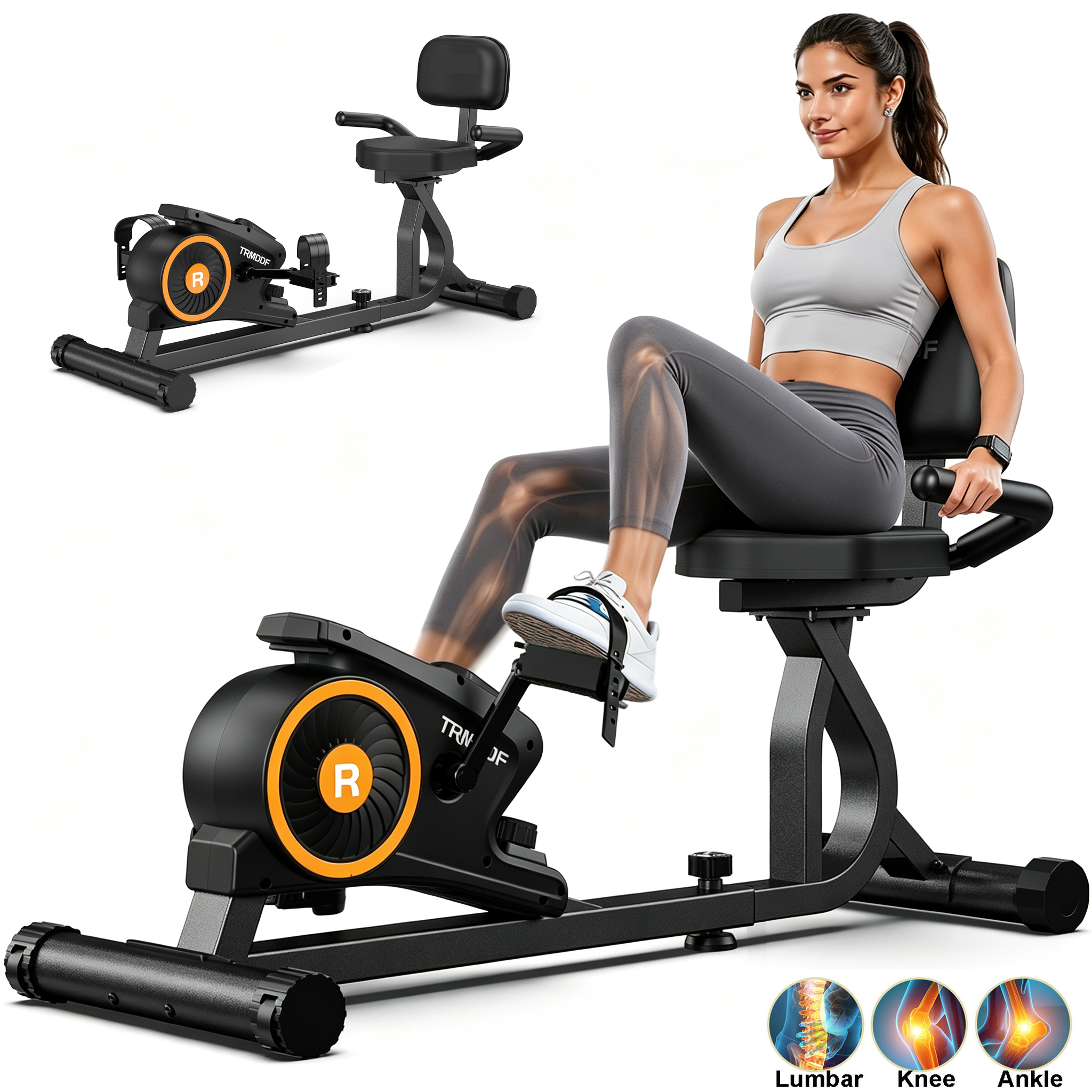 TRMDDF Magnetic Recumbent Exercise Bike, 220 lbs