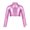 Pink, variant on MSemis Kids Girls Long Sleeves Mock Neck Keyhole Back Metallic Tops Sports Hip Hop Dance T-Shirts Crop Top