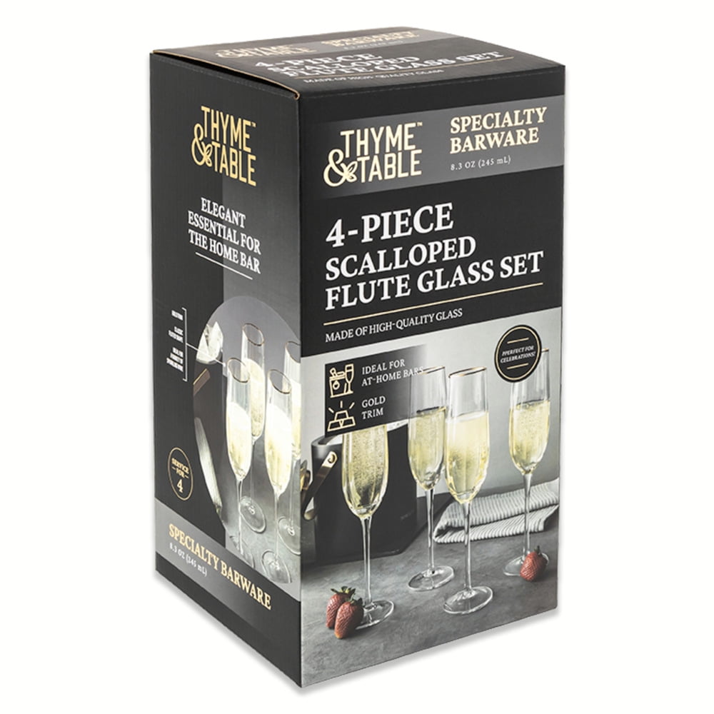 (2 pack) Thyme & Table 4-Pack Scalloped Champagne Flute Glass Set