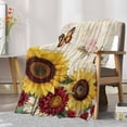 thumbnail image 7 of Sunflower Flannel Blanket for Bed, Farmhouse Roses Floral Vintage Butterfly Soft Cozy Warm Couch Throw Blanket, Lightweight Fluffy Plush Bedding Blankets for Sofa Decor All Season 60"x80", 7 of 7