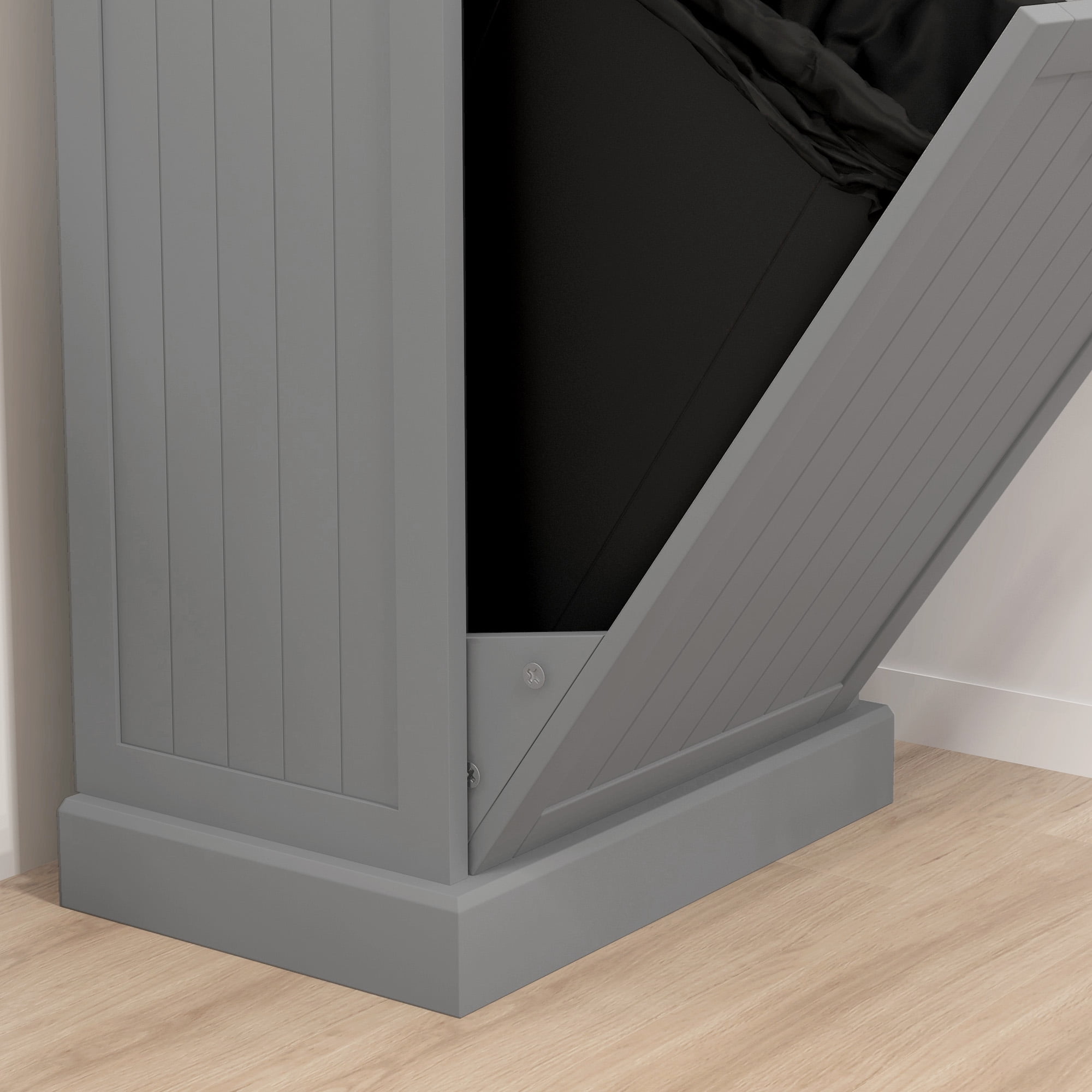 HOQBN 10 Gallon Tilt Out Trash Cabinet, Wooden Hidden Trash Can with Storage Drawer for Kitchen, Laundry Hamper Cabinet for Bathroom, Gray