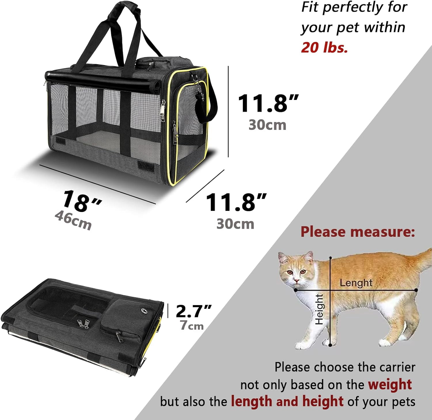 Pet Carrier for Large and Medium Cats, Soft-Sided Pet Carrier for Big Medium Cats and Puppy Dog Carriers Cat Carriers, Pet Privacy Protection Travel Carrier