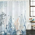 thumbnail image 2 of Ocean Blue Coral Shower Curtain, Waterproof Shower Curtains for Bathroom, Summer Coastal Starfish Flower Washable Fabric Bathtub Curtain Set Bath Decor with 12 Hooks Standard 72"x72", 2 of 8