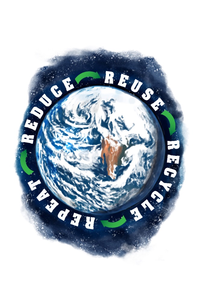 Reduce, Reuse, Recycle, Earth, Watercolor (36x54 Giclee Gallery Art ...