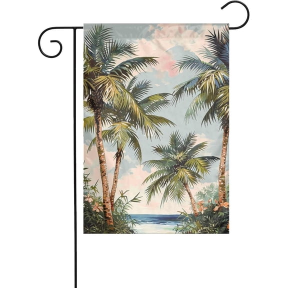 Tropical Palm Trees Printed Garden Flag 12 x 18 Inch Double-Sided Pattern Yard Banner