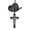 Black wooden and black hat with bronze cross, variant on Generic Car Pendant Black Wooden Crucifix Cross with Black Cowboy Hat, Rearview Mirror Interior Decorative Accessories