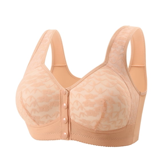 ylioge S-4X Womens Plus Size Front Closure Wireless Push Up Bralettes Lightweight Breathable Back-Smoothing Everyday Sleeping Underwear Bra