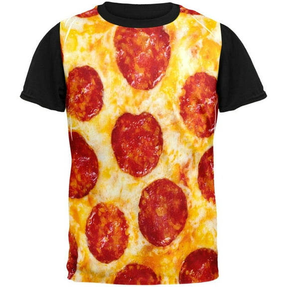 Pepperoni Pizza Costume Adult Black Back T-Shirt