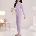 thumbnail image 5 of Loopsun Girls Long Sleeve Round Neck Shirts with and Pants Thermal Loungewear Outfit Purple, 11-12 Years, 5 of 5