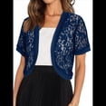 thumbnail image 2 of Cárdigan Corto Transparente de Verano con Encaje Floral y Mangas para Mujer Azul Marino XXL, 2 of 8