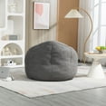 thumbnail image 6 of Adult-Sized Bean Bag Sofa Chair with Ottoman, High-Pressure Foam & Padded Backrest for Living Room, Bedroom, Dorm, Apartment – Durable Super Fiber Cover, Grey, 6 of 7