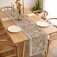 thumbnail image 3 of Boho Beige Flowers Table Runner - 108 Inch Long Spring Abstract Watercolor Floral Leaf Cotton and Linen Blended Dress Scarves Farmhouse Table Runner for Kitchen Dining, Coffee Table, 13" x 108", 3 of 8