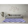 thumbnail image 3 of Ahgly Company Machine Washable Indoor Square Checkered Blue Modern Area Rugs, 8' Square, 3 of 4