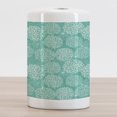 thumbnail image 2 of Dahlia Flower Ceramic Toothbrush Holder, Repeating Fashioned Dots Spots Mother Earth Theme Peony Graphic Image, Decorative Versatile Countertop for Bathroom, 4.5" X 2.7", White Teal, by Ambesonne, 2 of 4