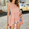 thumbnail image 6 of Mrat Sleeveless Loose Tunic Blouses Womens Cute Peplum Tank Tops Dressy Casual Sleeveless Crewneck Tunic Blouses High Low Going out Tee Shirts S-417 Pink-a M, 6 of 7