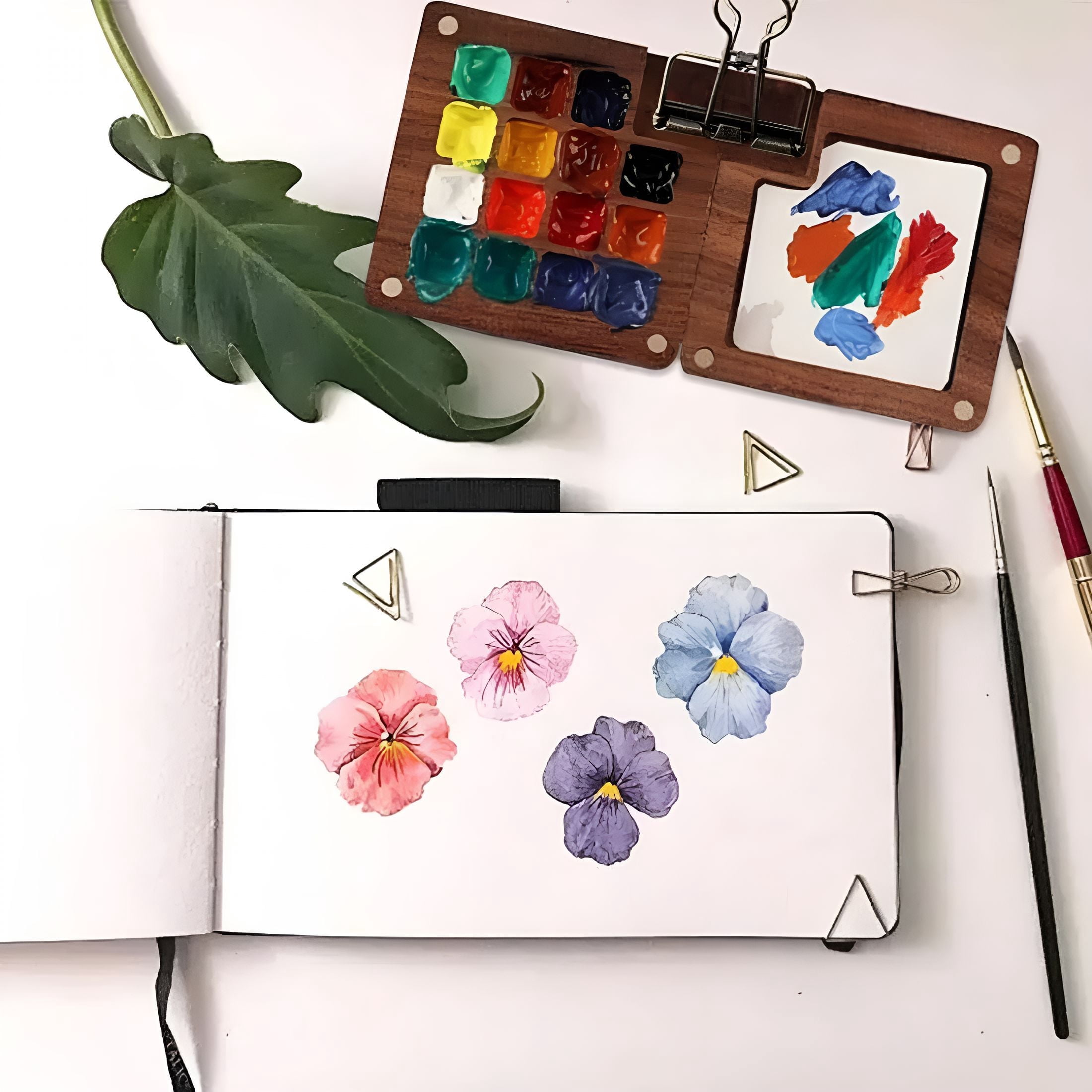 CCOCC 2026 New Mini Watercolor Kit,Portable Wooden Grid Paint Box for Artists,Watercolor Paint Set Students&Travel,Pocket-Sized Travel Watercolor Set with Pigments