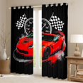 thumbnail image 2 of Castle Fairy Retro Racing Car Curtains Pack of 2 (42x84 Each) for Teens, Speedometer Art Curtains Blackout for Bedroom, Red Black, 2 of 6