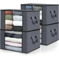 thumbnail image 4 of INSMART 4-Pack Clothes Storage Bags with Lid, Large Wardrobe Organizer and Storage, 60L Foldable 3-Layer Fabric Storage for Clothes, Blankets, Bedding, 4 of 9