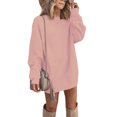 thumbnail image 1 of LUXUR Robe Chandail à Manches Longues pour Femmes, Unie, d'Hiver, à Enfiler, Rose G, 1 of 2
