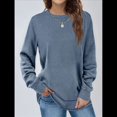 thumbnail image 4 of Sudadera Informal de Cuello Redondo para Mujer, Larga, Corte Holgado, Cuello Alto, Forro Cómodo, Prendas de Moda para Otoño. Azul L, 4 of 8