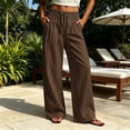 thumbnail image 2 of Horkkom Pants for Women Cotton High Waisted Drawstring Pants Casual Loose Pleated Pants with Pockets XL, 2 of 7