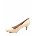 thumbnail image 2 of Debbie-32 Women's Fashion Patent Round Toe Low Heel Slip On Pump Dress Shoes ( Beige, 10 ), 2 of 2