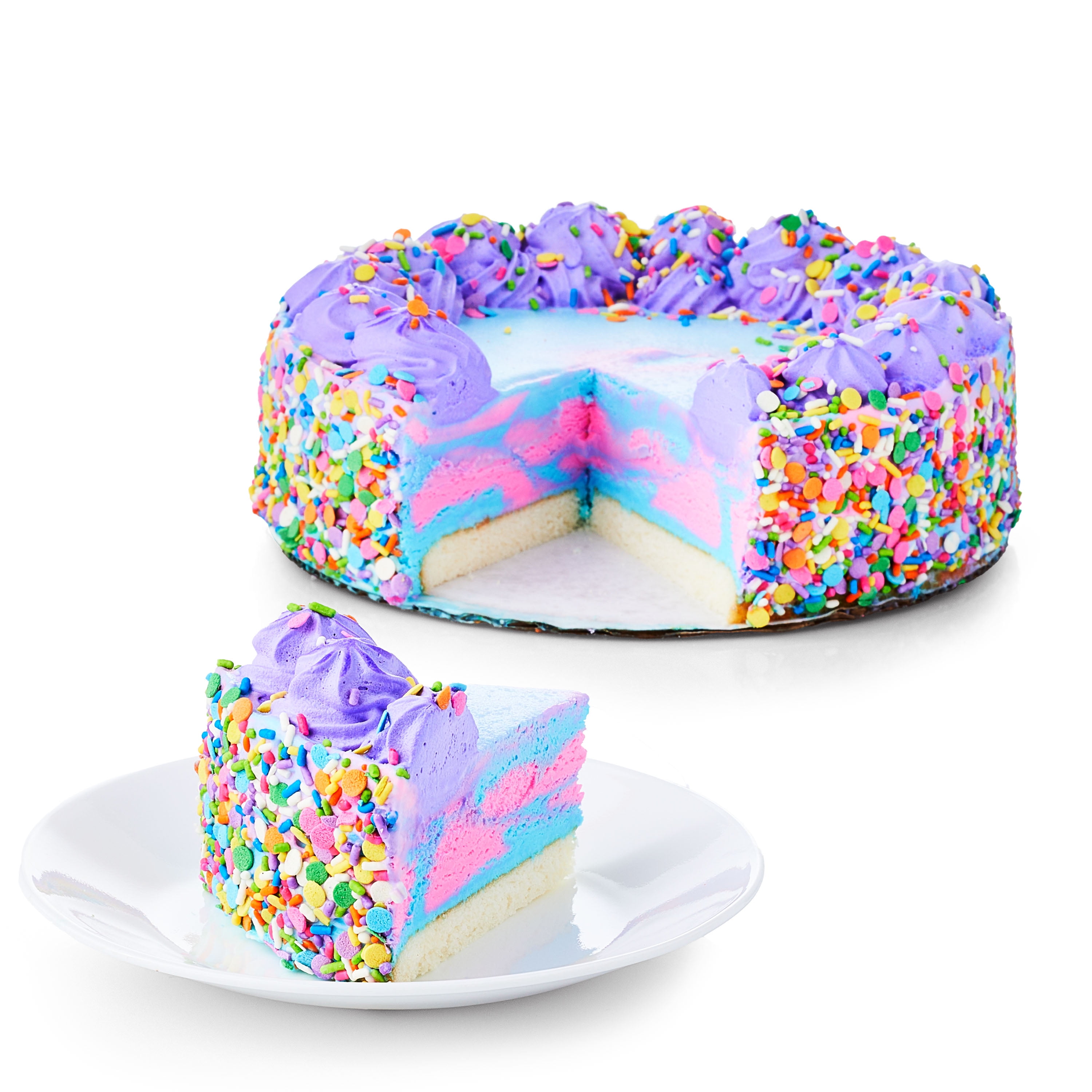 Marketside Unicorn Ice Cream Cake, White Cake and Cake Batter Ice Cream, Serves 12, 30 oz (Frozen Cake Batter Ice Cream Cake)