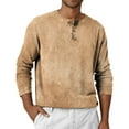 thumbnail image 2 of Inglocry Men's Henley T-Shirt, Long Sleeve Cotton Henley Tees for Men, 3-Button Fall Casual Shirts Earthy Yellow M, 2 of 7