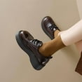 thumbnail image 6 of Women's Leather Chunky Platform Oxfords Retro Round Toe Comfortable Low-top Platform Wedge Non Slip Lace-Up Loafers for Business Dress Work Casual Office Shoes, 6 of 10
