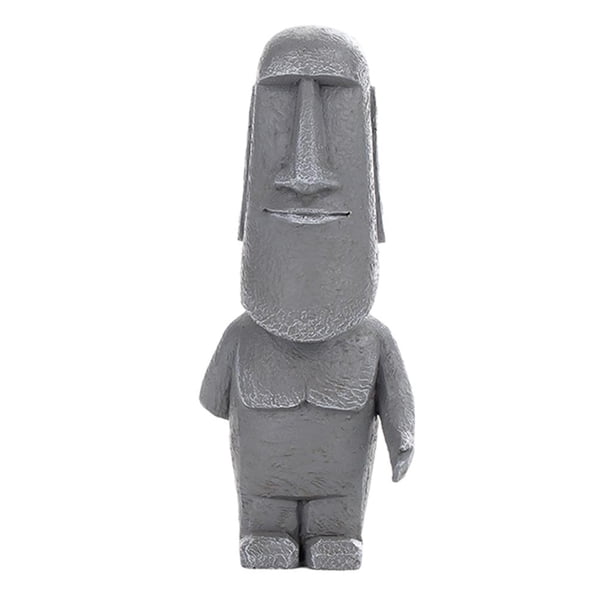 1 pieza de estatua antigua de la Isla de Pascua, decoración monolítica para adornos de mesa, color gris Gris 4