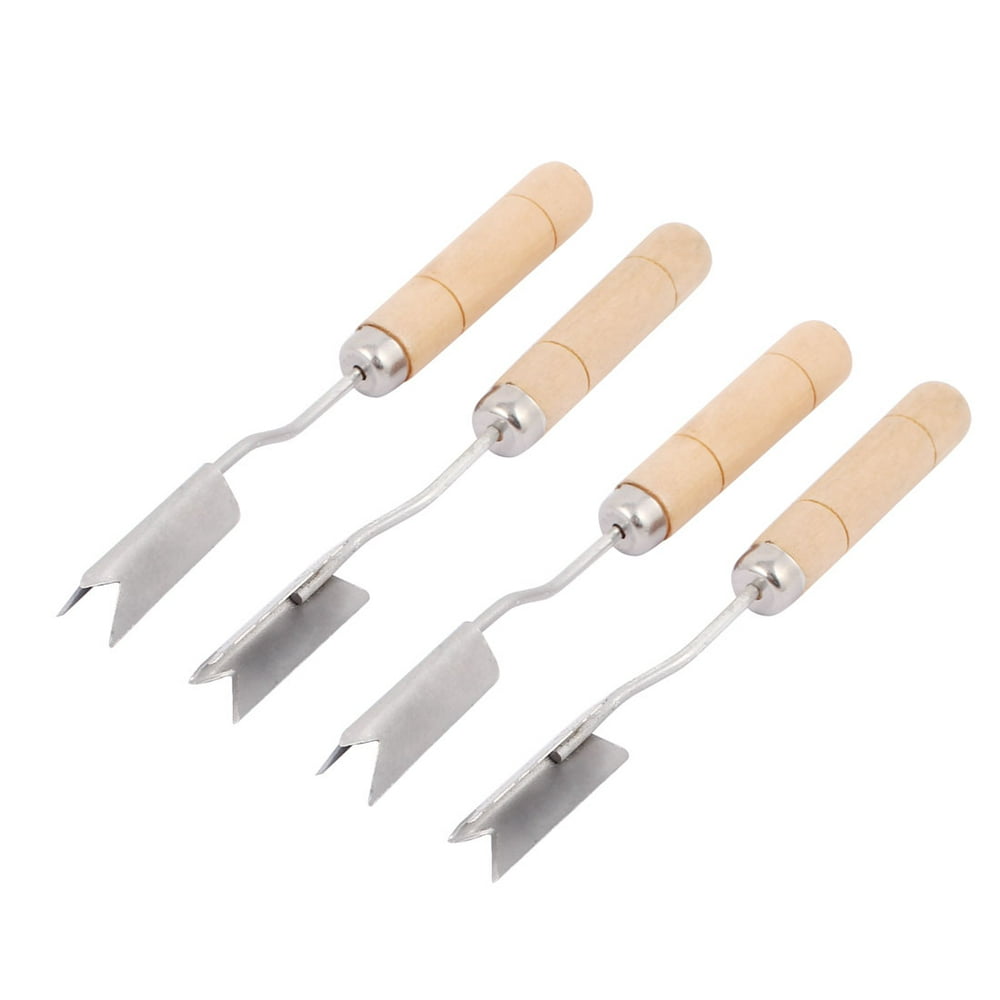 V Shape Wooden Handle Pineapple Eye Peeler Remover 4pcs