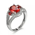 thumbnail image 6 of 8mm*10mm Round Cut Cubic Zirconia Red CZ Band Women's 925 Silver Engagement Ring, 6 of 7