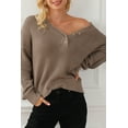 thumbnail image 6 of Ushdele Chic Solid V-Neck Sweater | Drop Shoulder Comfort | Women's Must-Have, 6 of 8