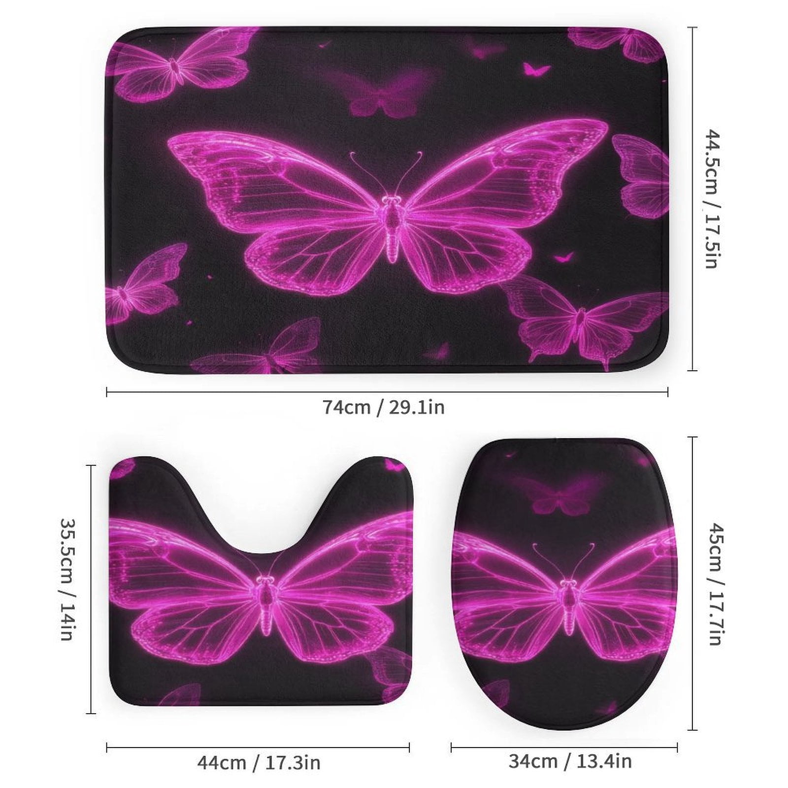 Dreamy Purple Butterfly Pattern (58)-1 Shower Curtain Waterproof Bathroom Curtain Set with Hooks Home Decor Bathroom Curtains 4pcs