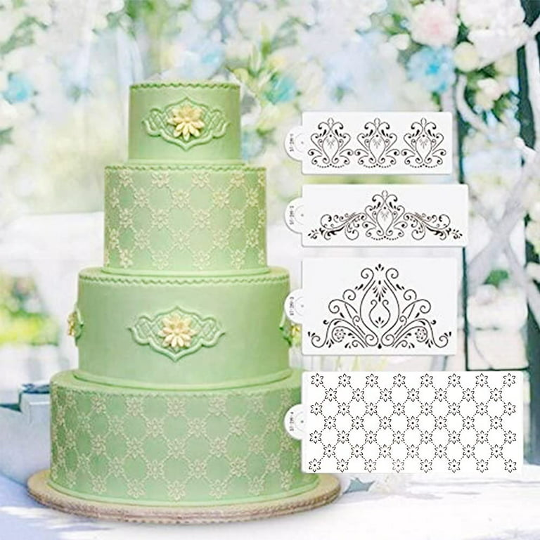 10 Pieces Wedding Cake Stencil Cake Decorating Templates Wedding Cake  Decorative Flower Edge Molding Baking Fondant Tool for Wedding Cupcake Cake