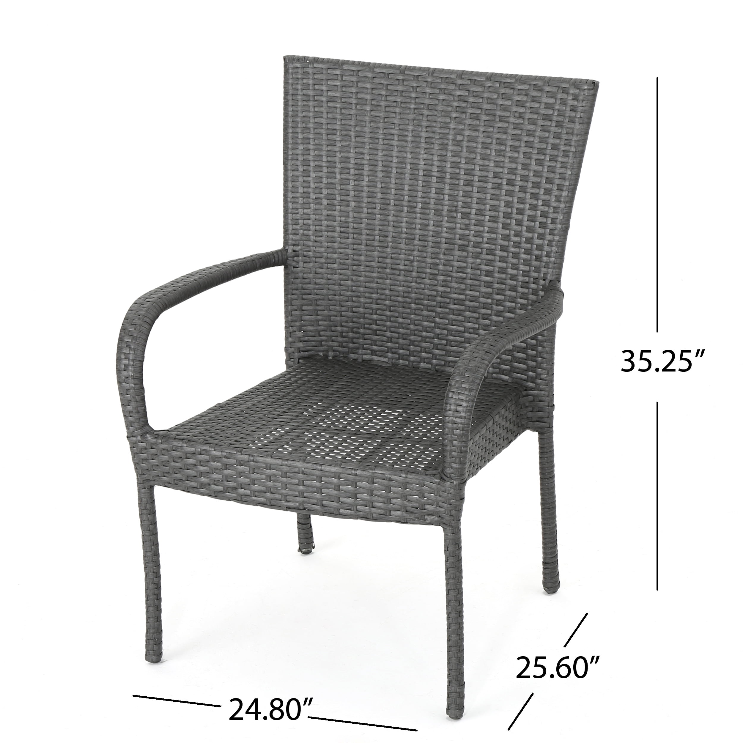 Ashburn Outdoor 3 Piece Wicker Stacking Chair Chat Set, Grey