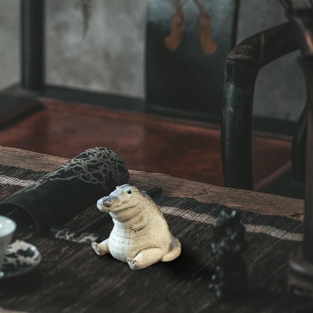 Pequeña estatua de Estatuilla de Escultura de mascota de té Mini adorno de mascota de té para sala de té Dormitorio Centro de mesa perfecl Estatuilla de cocodrilo