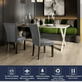 thumbnail image 3 of JESONVID Faux Leather Upholstered Parsons Dining Chair with High Backrest, Kitchen Accent Side Chairs with Solid Wood Legs Armless Dining Room Chair, Grey （Set of 2）, 3 of 7