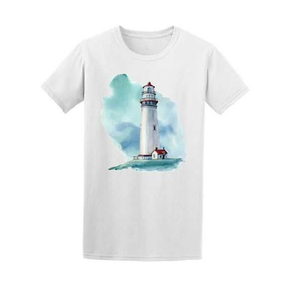 Hand Drawn Watercolor Lighthouse Tee Men's -Image by Shutterstock