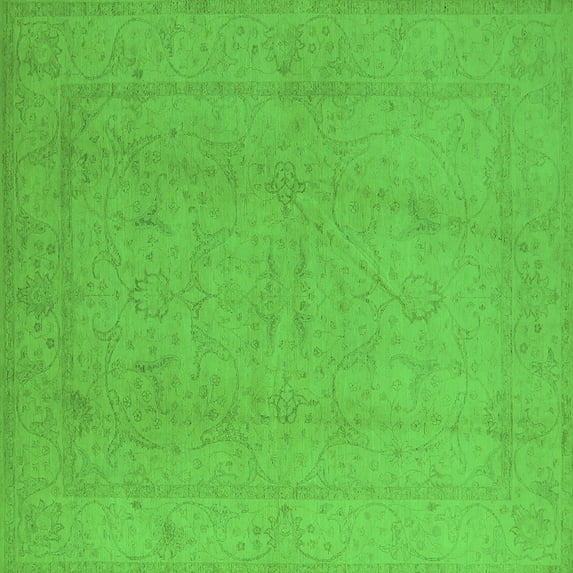 Ahgly Company Indoor Square Oriental Green Traditional Area Rugs, 6' Square