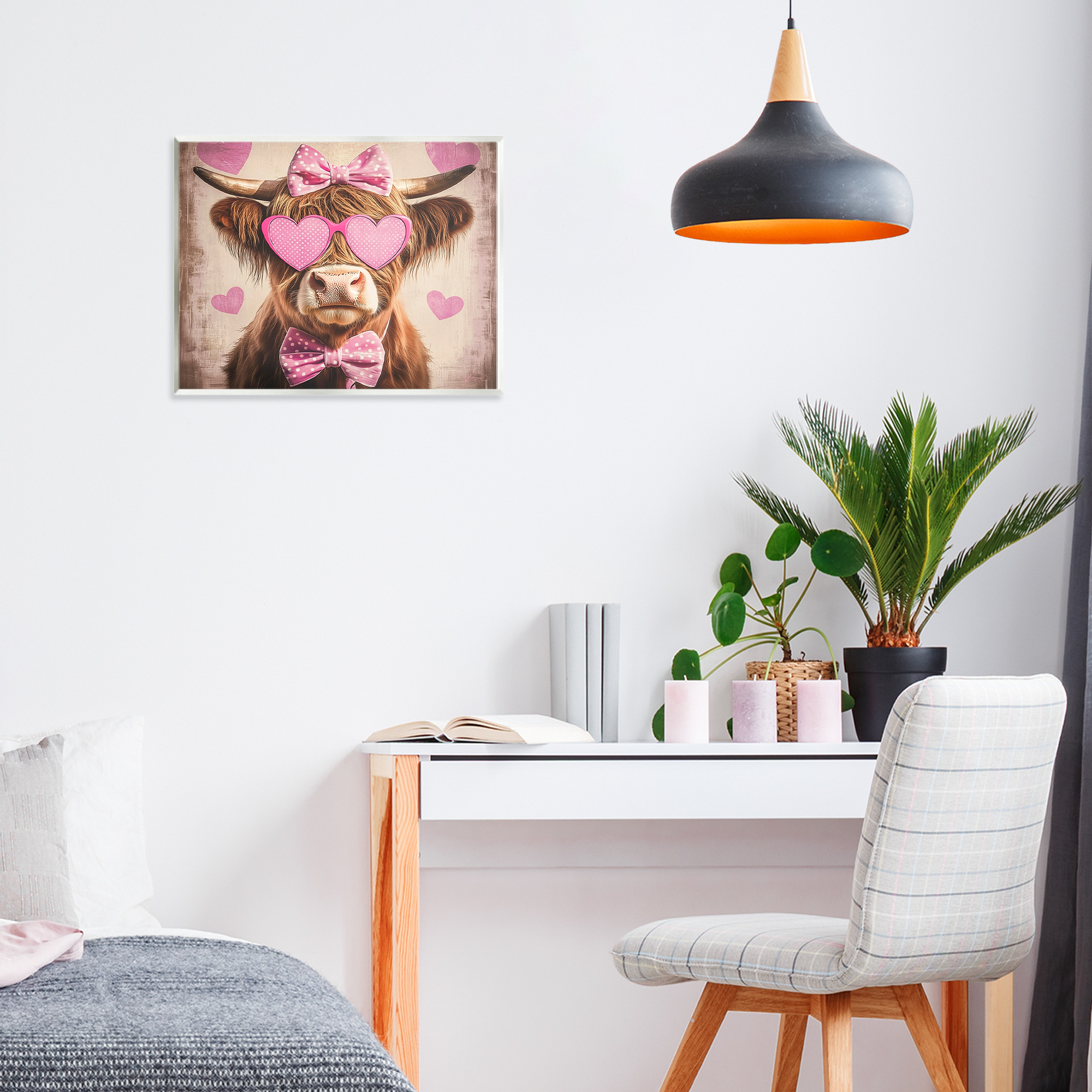 Cute Cattle Pink Hearts Wall Plaque Art, design by Shawna Stewart