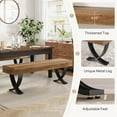 thumbnail image 3 of Fnova 55" Entryway Bench, Farmhouse Long Shoe Bench, Backless Wooden Seat for 2-3, End of Bed Stool with Metal X-Shaped Legs, Kitchen Table Seat Dining Seat for Entryway, Hallway, Living Room, 3 of 9
