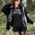 thumbnail image 3 of Sudadera con capucha de estética oscura para mujer, sudadera con estampado de calavera gótica punk, abrigo informal de manga larga con capucha, ropa grunge de Fairycore Y2K, 3 of 4