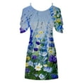thumbnail image 5 of Wycnly Formal Dresses for Women Fashion Plus Size Beach Cold Shoulder Tunic Tshirt Strap Dresses Short Sleeve Round Neck Floral 2024 Summer Mini Dress Blue XXL, 5 of 5